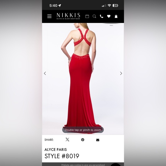 Alyce Paris Red Sleeveless Halter Backless Gown for Prom/Grad - Picture 4 of 10